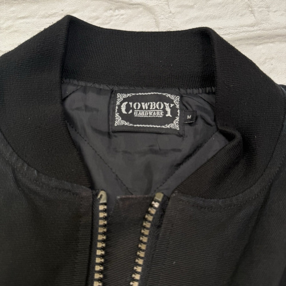 Cowboy Hardware Vest Mens M Black Duck Canvas Western Quilt Lined Embroidered - Picture 5 of 15
